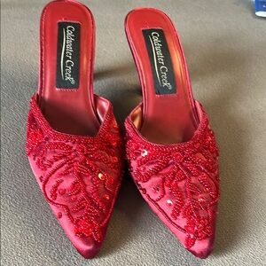 Coldwater Creek Red Mules with Textured Design